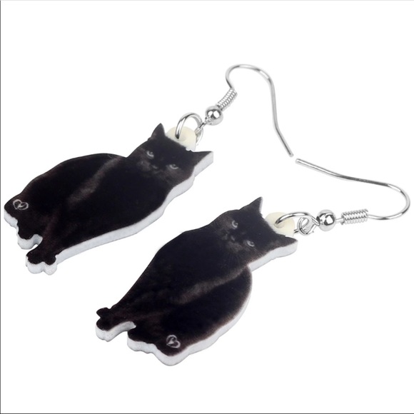 Black Cat Acrylic Earrings - Picture 3 of 6
